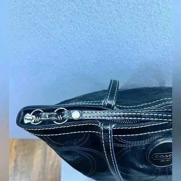 Coach East West Gallery Embossed Patent Leather Tote Black - Picture 10 of 15